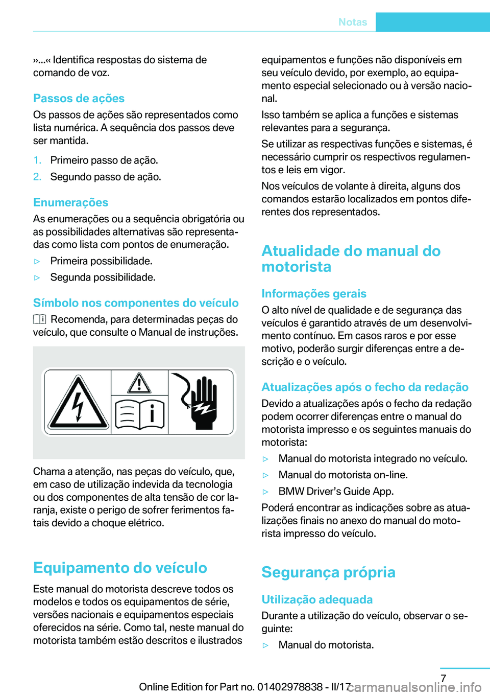 BMW I3 2017  Manual do condutor (in Portuguese) 