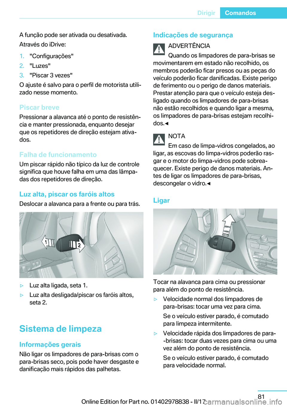 BMW I3 2017  Manual do condutor (in Portuguese)  A   f u n 