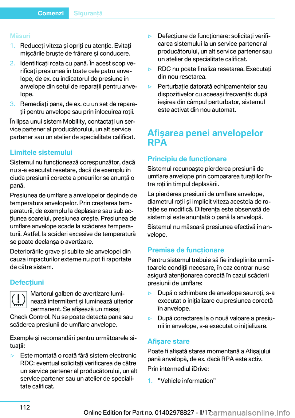 BMW I3 2017  Ghiduri De Utilizare (in Romanian) �M�