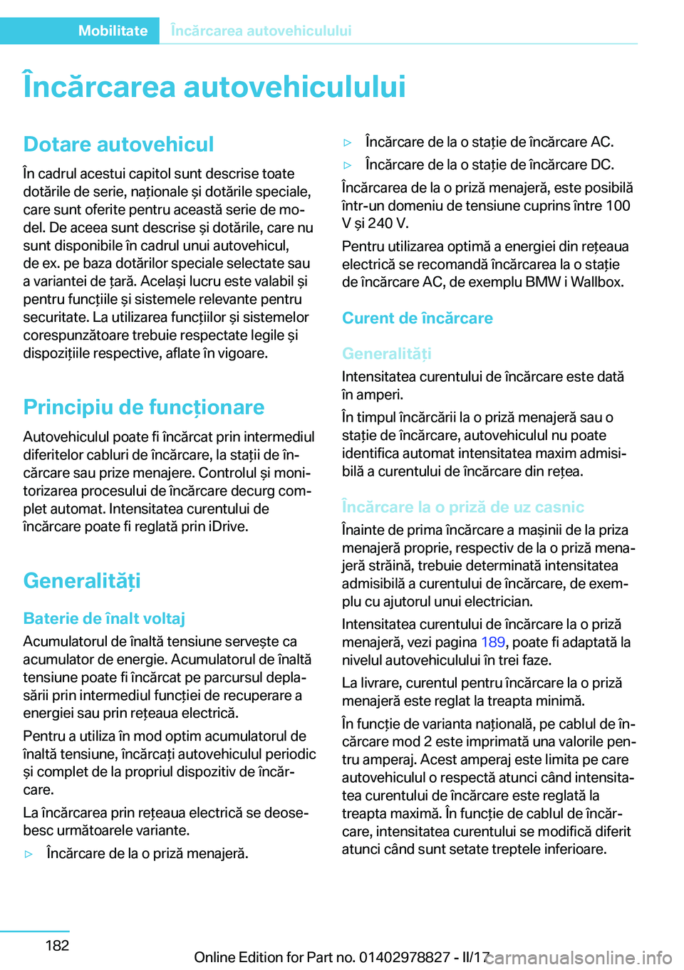 BMW I3 2017  Ghiduri De Utilizare (in Romanian) �