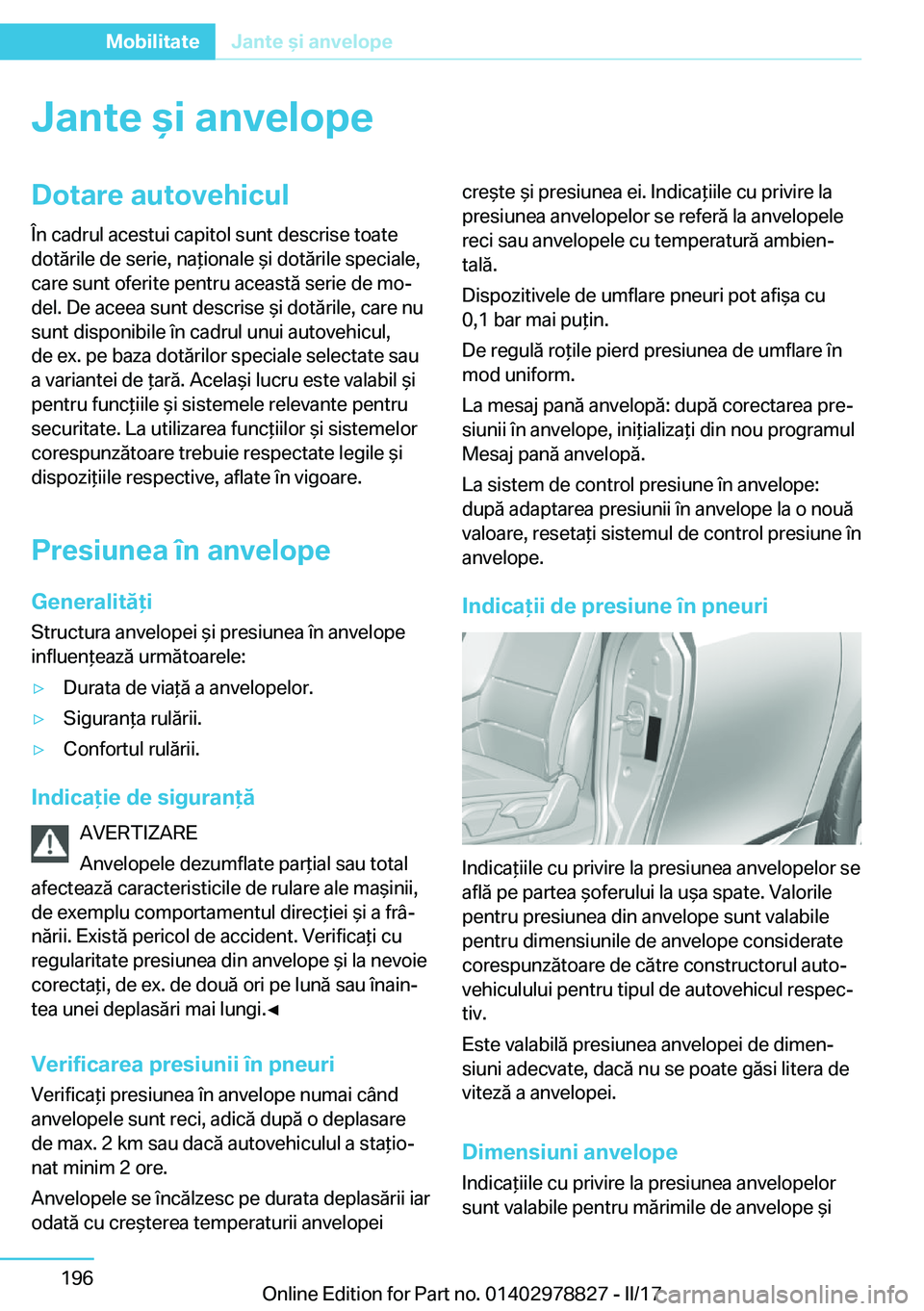 BMW I3 2017  Ghiduri De Utilizare (in Romanian) �J�a�n�t�e��i��a�n�v�e�l�o�p�e�D�o�t�a�r�e��a�u�t�o�v�e�h�i�c�u�l
�