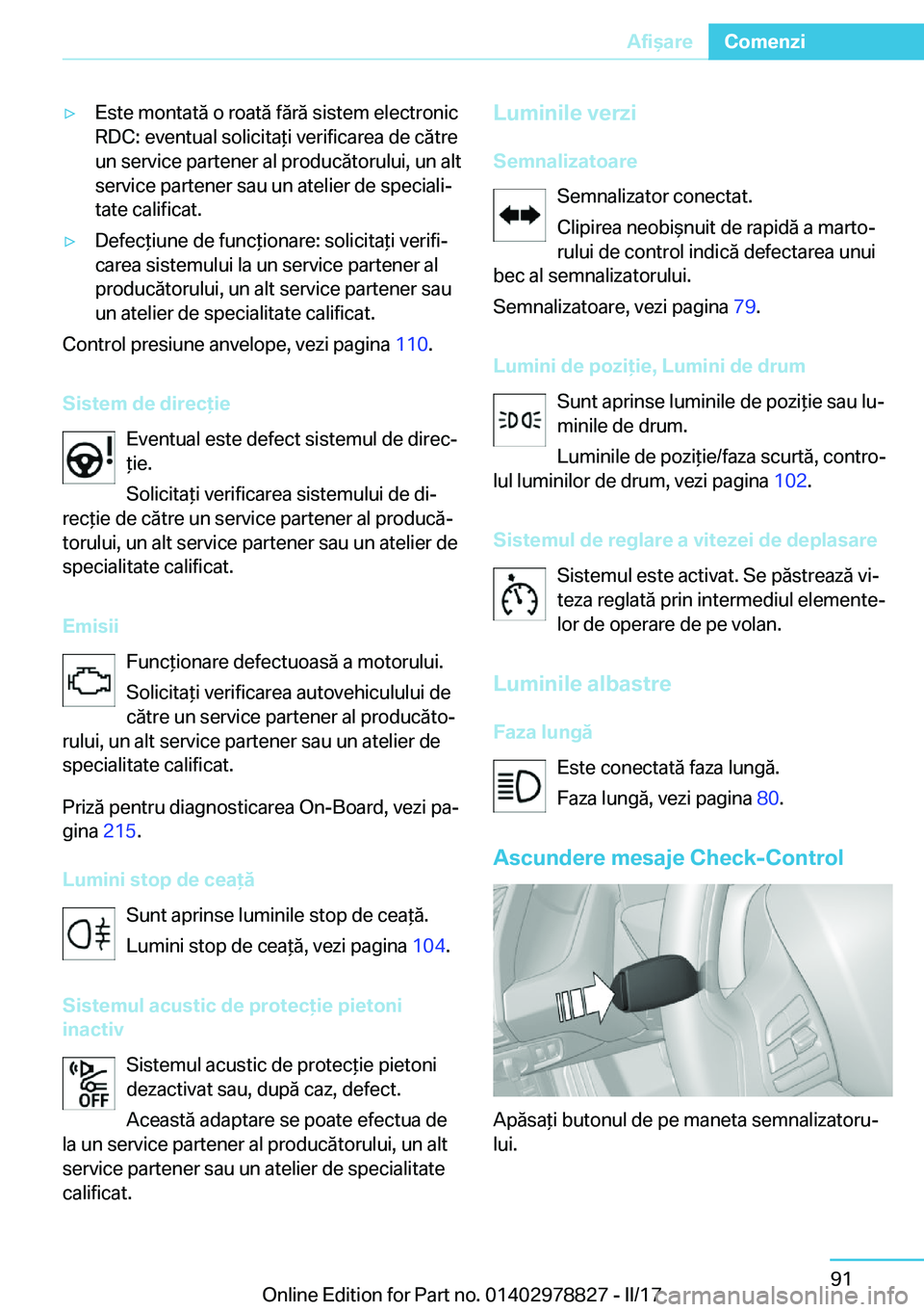 BMW I3 2017  Ghiduri De Utilizare (in Romanian) 'y�E�s�t�e� �m�o�n�t�a�t�