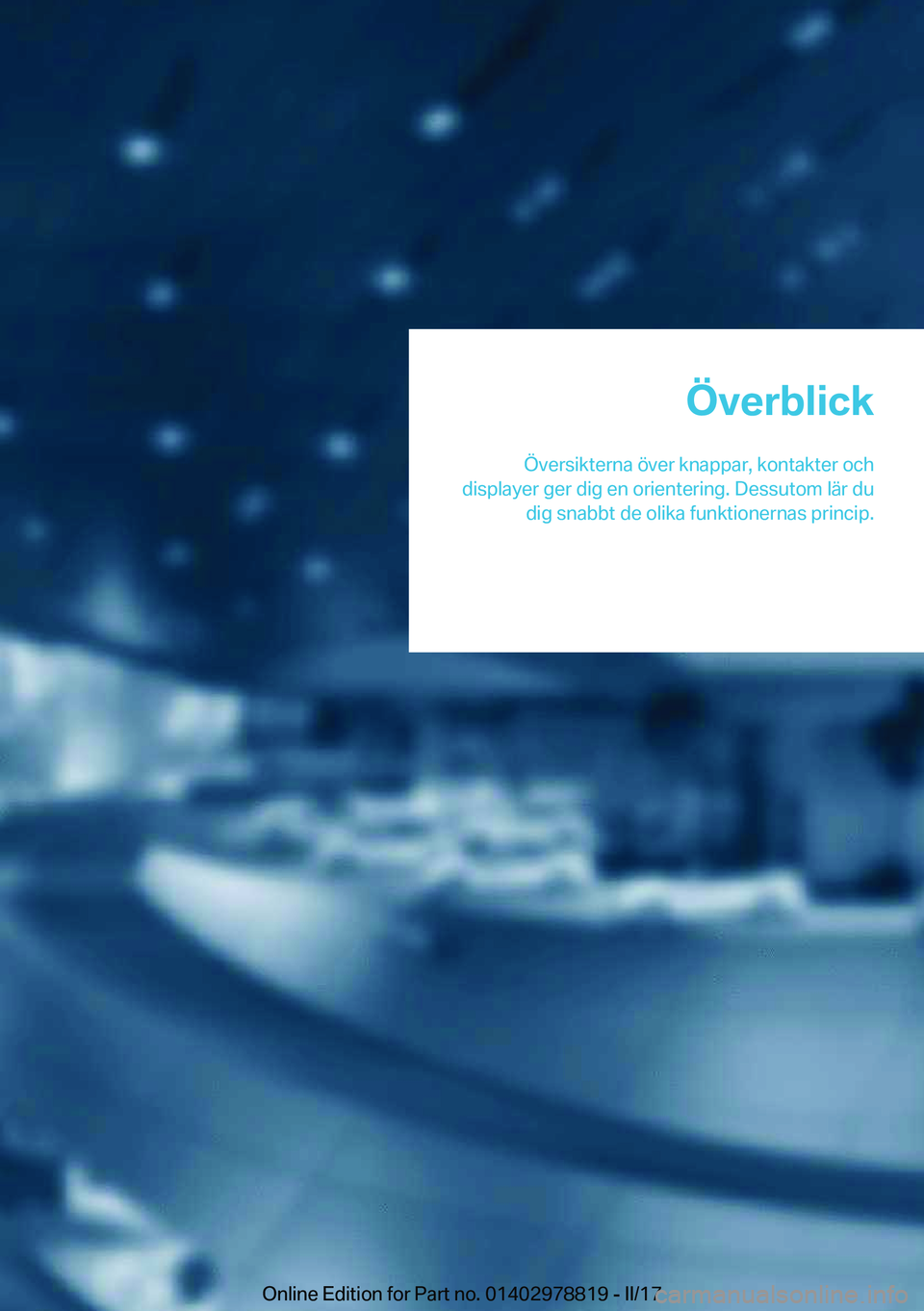 BMW I3 2017  InstruktionsbÖcker (in Swedish) �