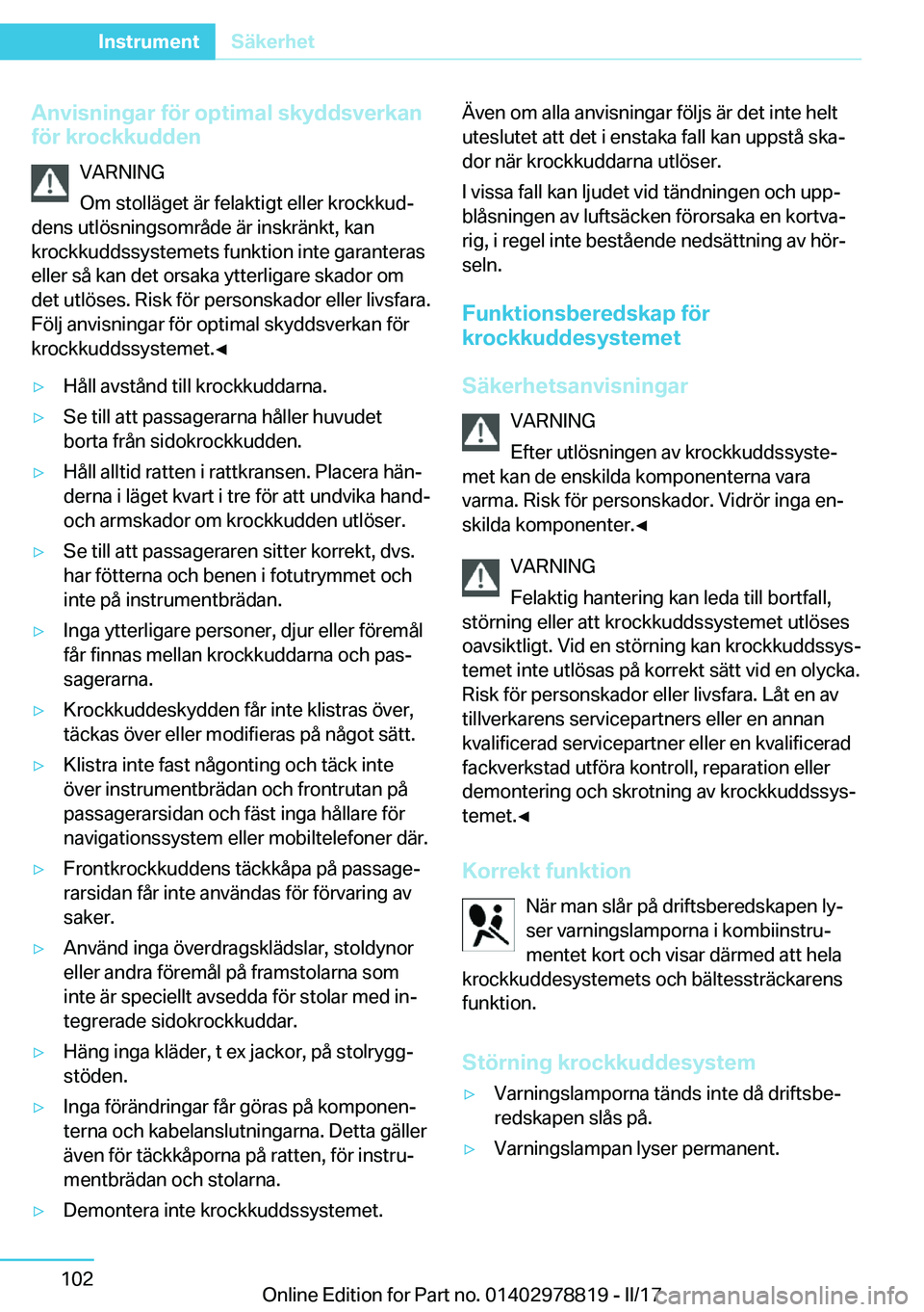 BMW I3 2017  InstruktionsbÖcker (in Swedish) �A�n�v�i�s�n�i�n�g�a�r��f�