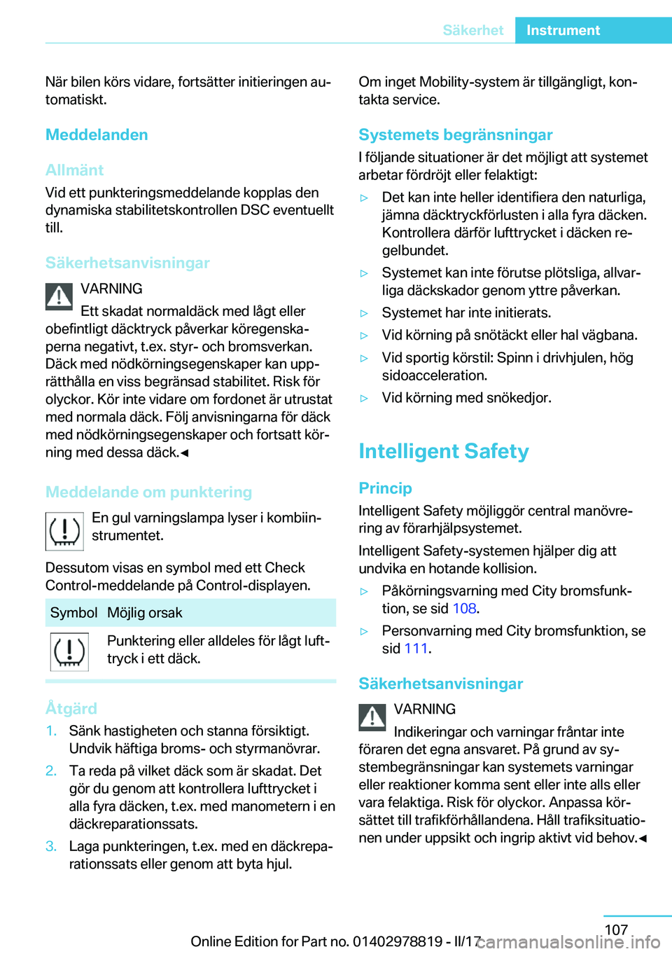 BMW I3 2017  InstruktionsbÖcker (in Swedish) �N�ä�r� �b�i�l�e�n� �k�