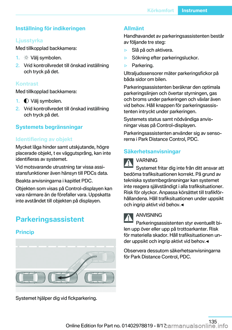 BMW I3 2017  InstruktionsbÖcker (in Swedish) �I�n�s�t�ä�l�l�n�i�n�g��f�