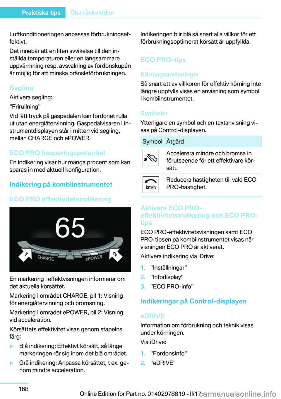 BMW I3 2017  InstruktionsbÖcker (in Swedish) �L�u�f�t�k�o�n�d�i�t�i�o�n�e�r�i�n�g�e�n� �a�n�p�a�s�s�a�s� �f�