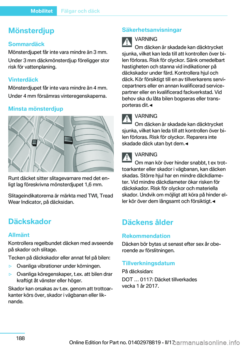 BMW I3 2017  InstruktionsbÖcker (in Swedish) �M�