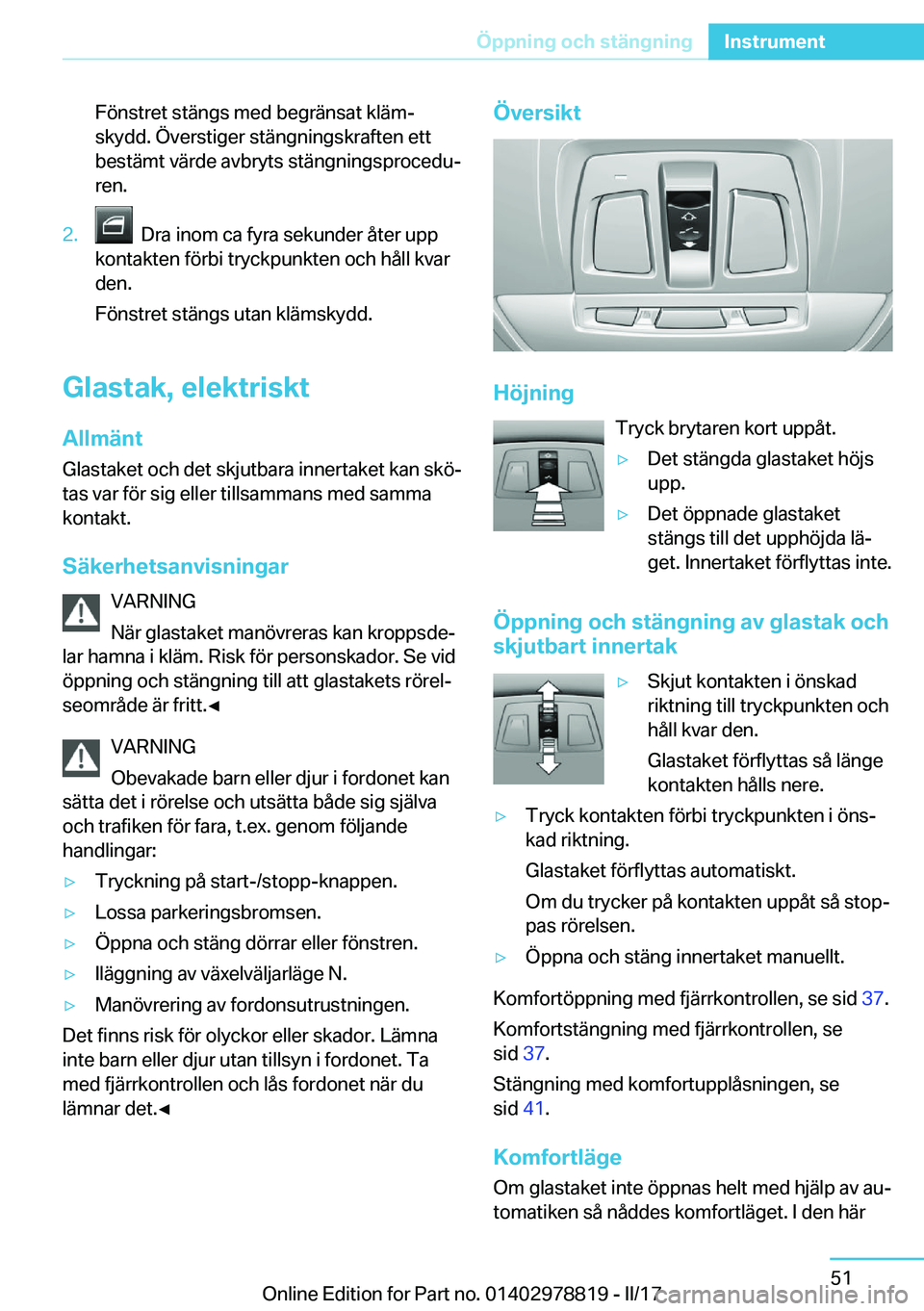 BMW I3 2017  InstruktionsbÖcker (in Swedish) �F�