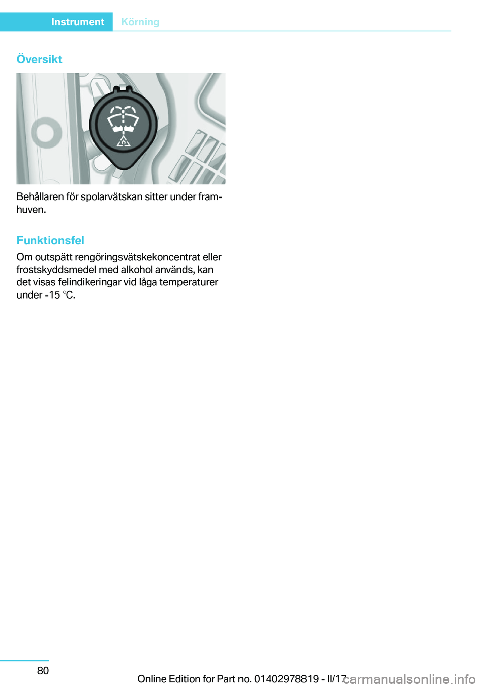 BMW I3 2017  InstruktionsbÖcker (in Swedish) �