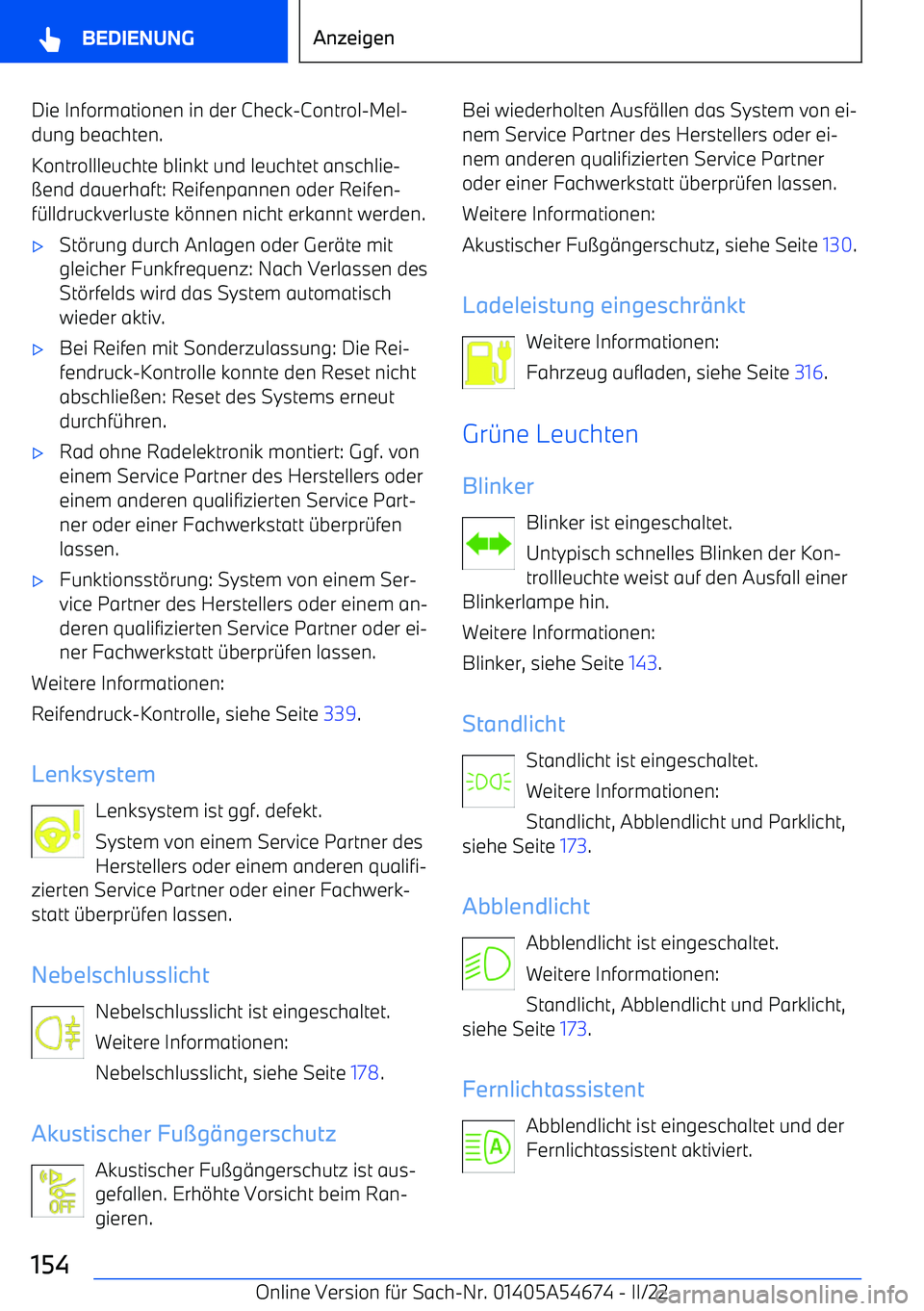 BMW I4 2022  Betriebsanleitungen (in German) Die Informationen in der Check