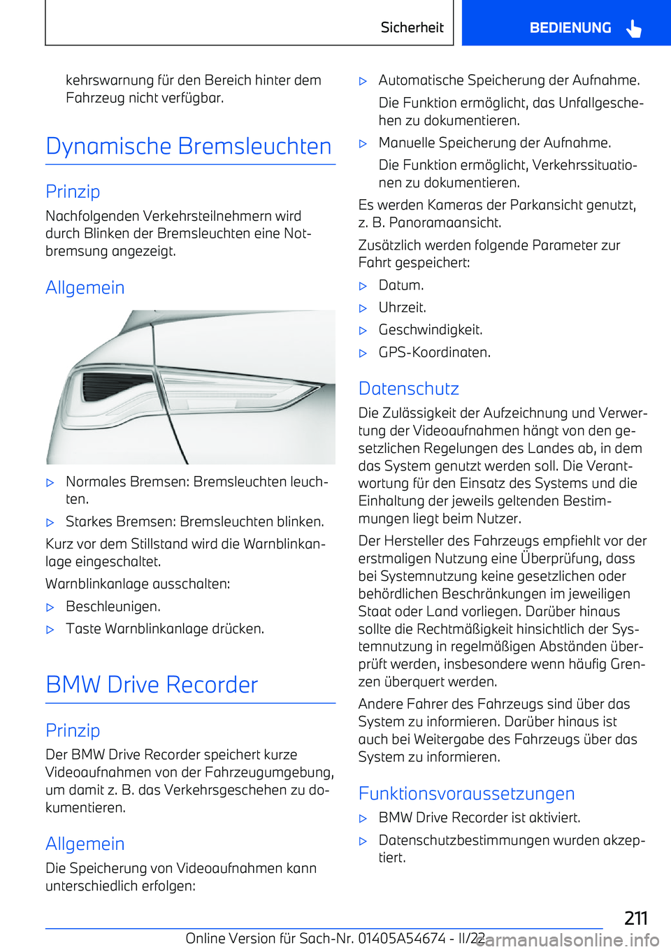 BMW I4 2022  Betriebsanleitungen (in German) kehrswarnung f