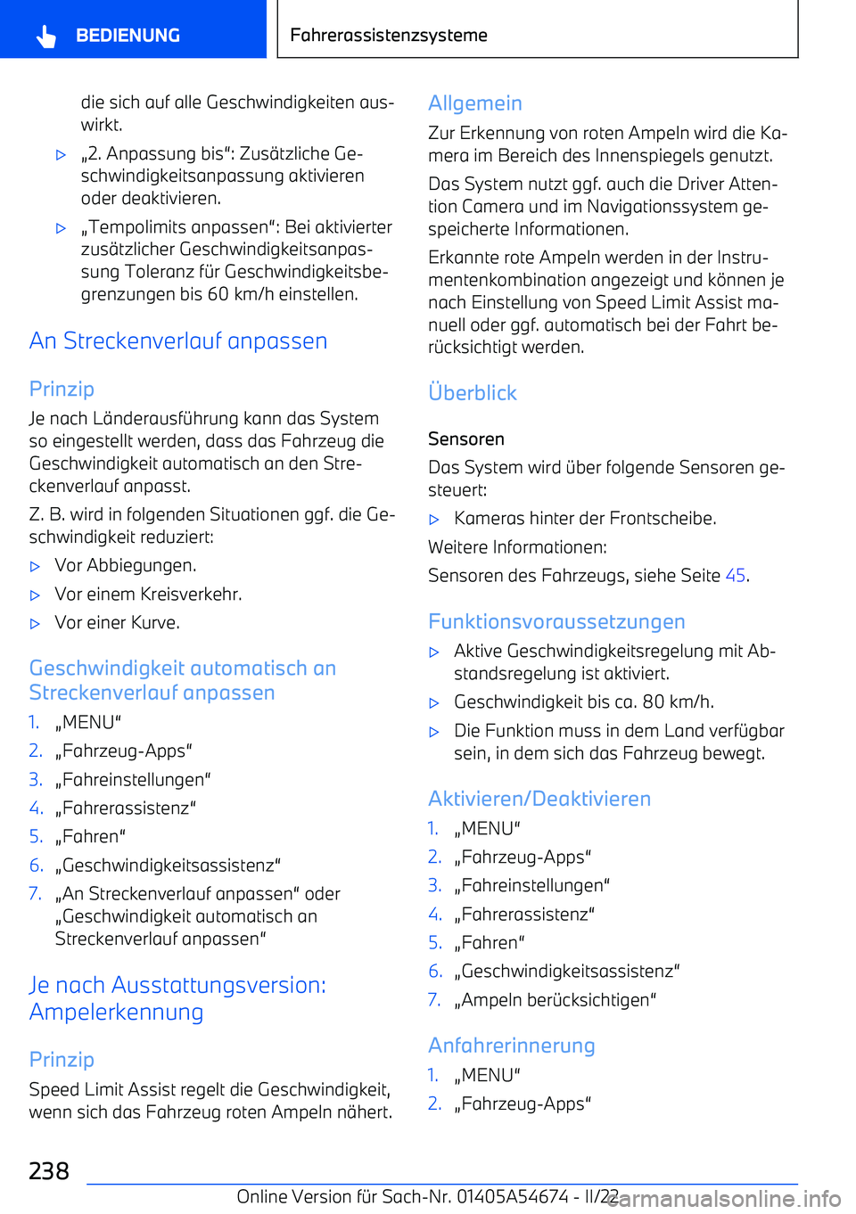 BMW I4 2022  Betriebsanleitungen (in German) die sich auf alle Geschwindigkeiten aus