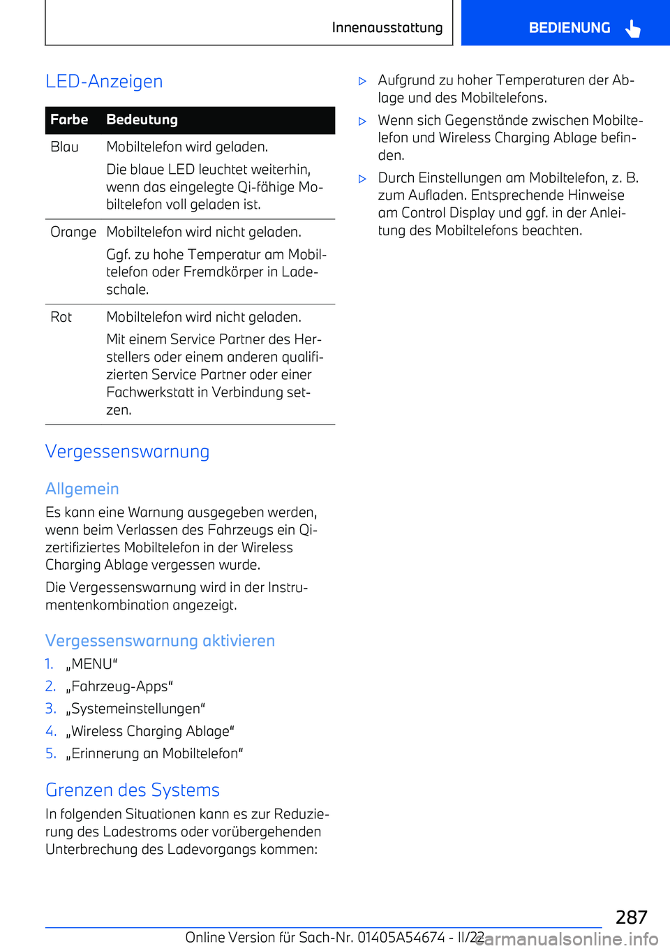 BMW I4 2022  Betriebsanleitungen (in German) LED