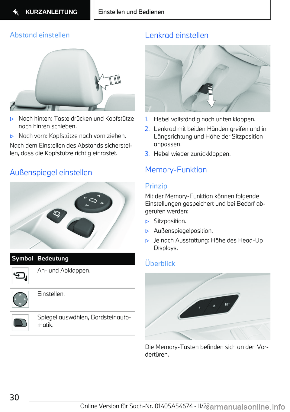 BMW I4 2022  Betriebsanleitungen (in German) Abstand einstellen