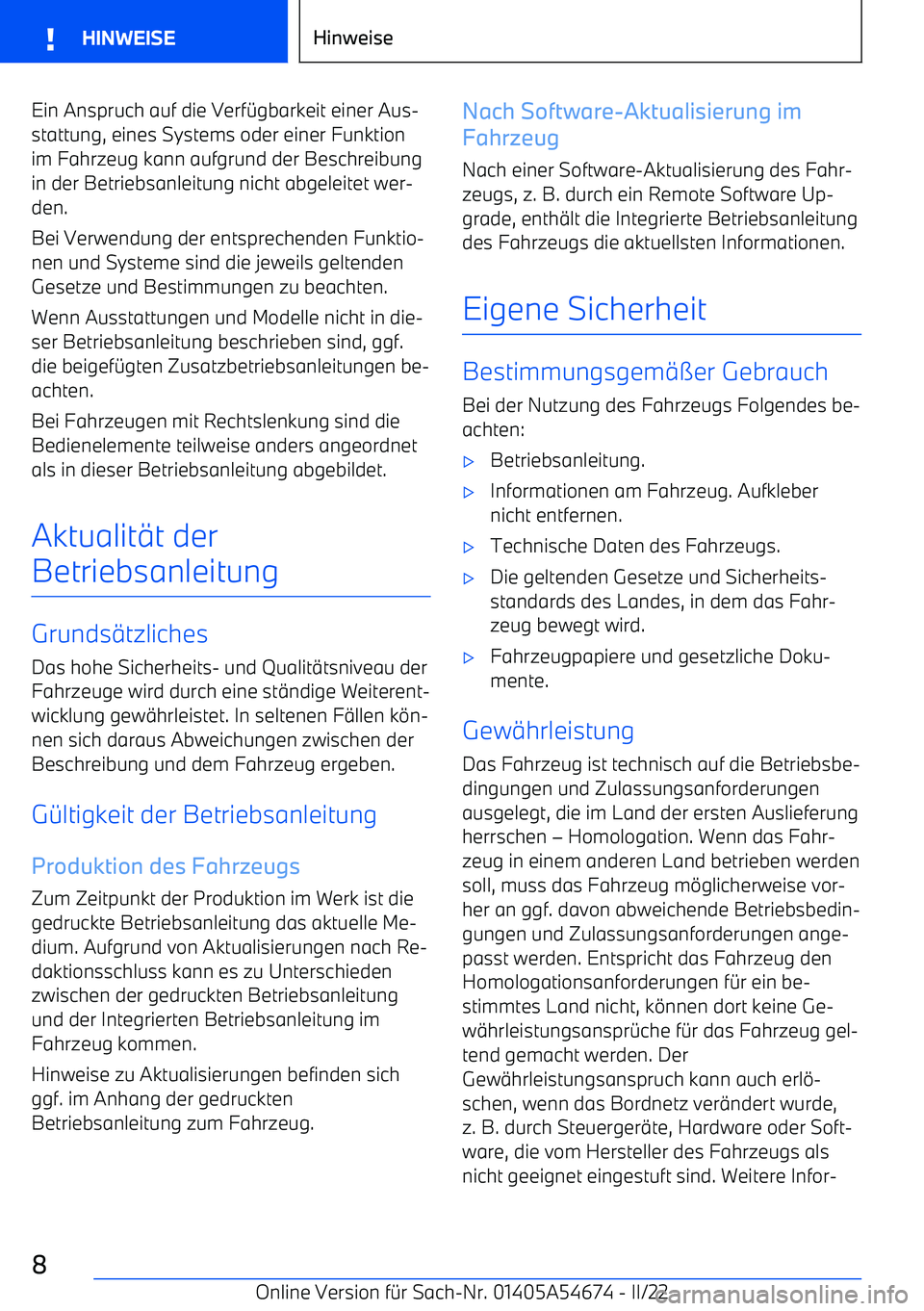 BMW I4 2022 Betriebsanleitungen (in German) Ein Anspruch auf die Verf BMW I4 2022 Betriebsanleitungen (in German) Ein Anspruch auf die Verf