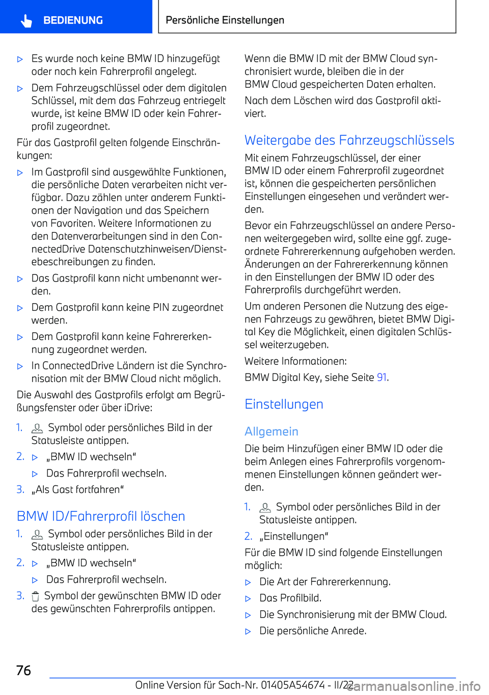 BMW I4 2022  Betriebsanleitungen (in German) 