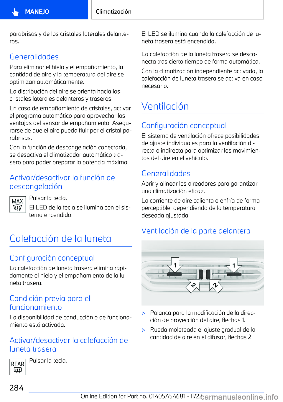 BMW I4 2022  Manuales de Empleo (in Spanish) parabrisas y de los cristales laterales delante