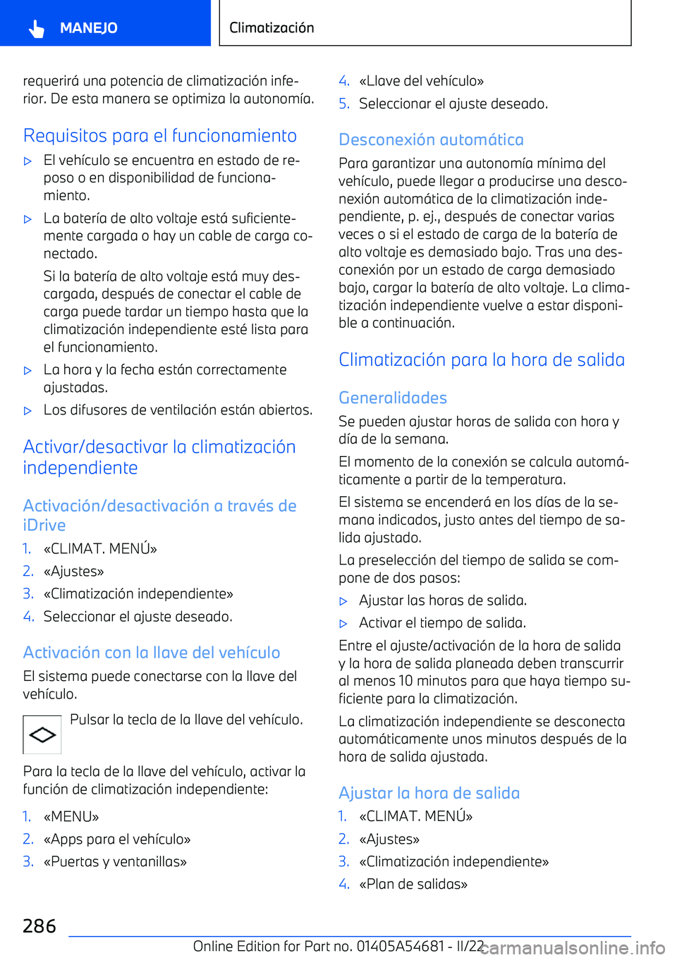 BMW I4 2022  Manuales de Empleo (in Spanish) requerir