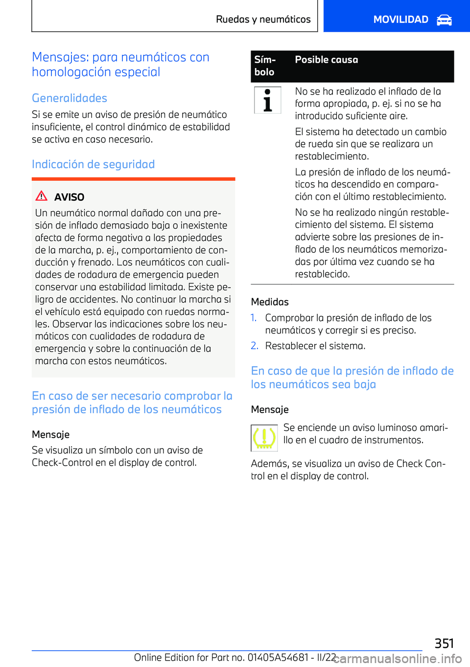 BMW I4 2022 Manuales de Empleo (in Spanish) Mensajes: para neum BMW I4 2022 Manuales de Empleo (in Spanish) Mensajes: para neum