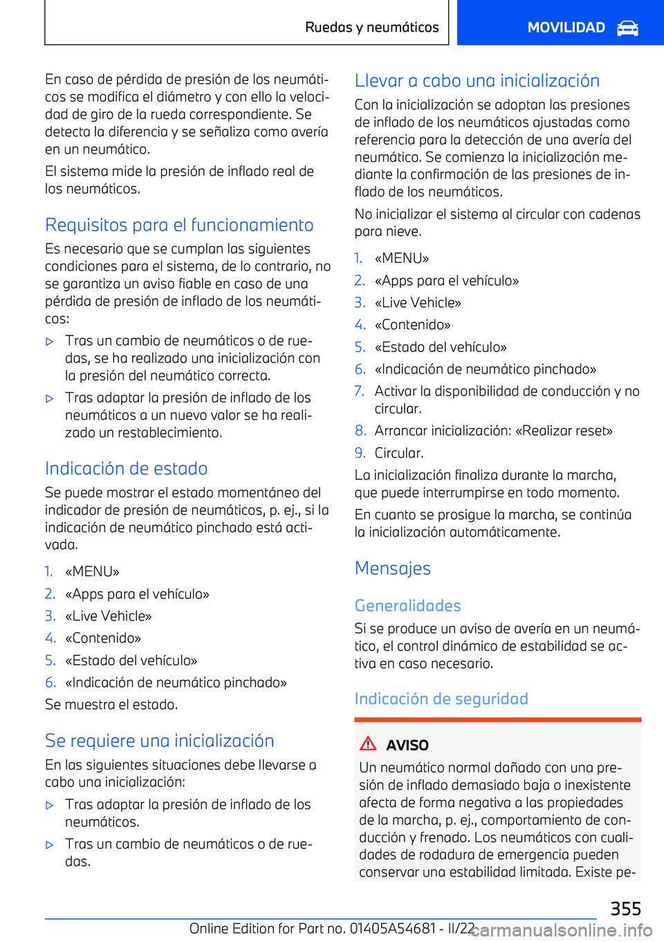 BMW I4 2022 Manuales de Empleo (in Spanish) En caso de p BMW I4 2022 Manuales de Empleo (in Spanish) En caso de p