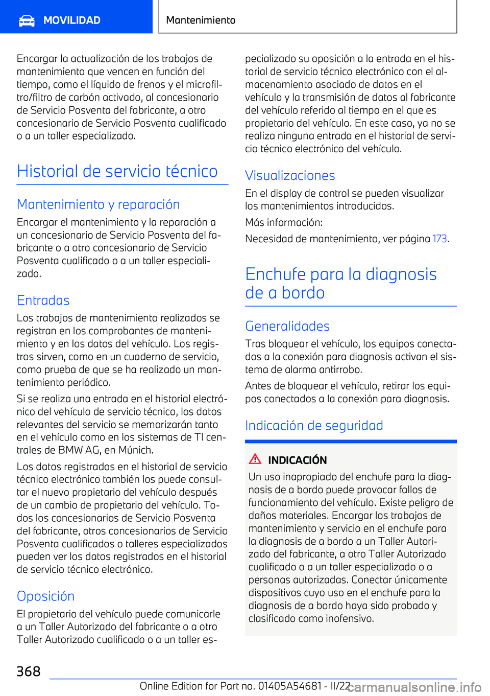 BMW I4 2022  Manuales de Empleo (in Spanish) Encargar la actualizaci