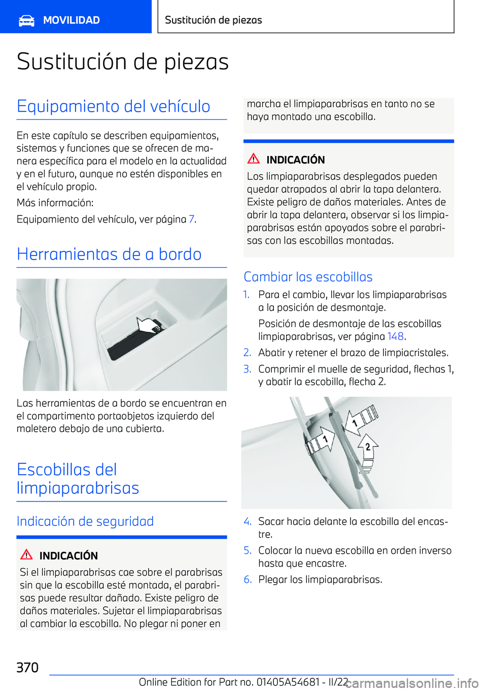 BMW I4 2022  Manuales de Empleo (in Spanish) Sustituci