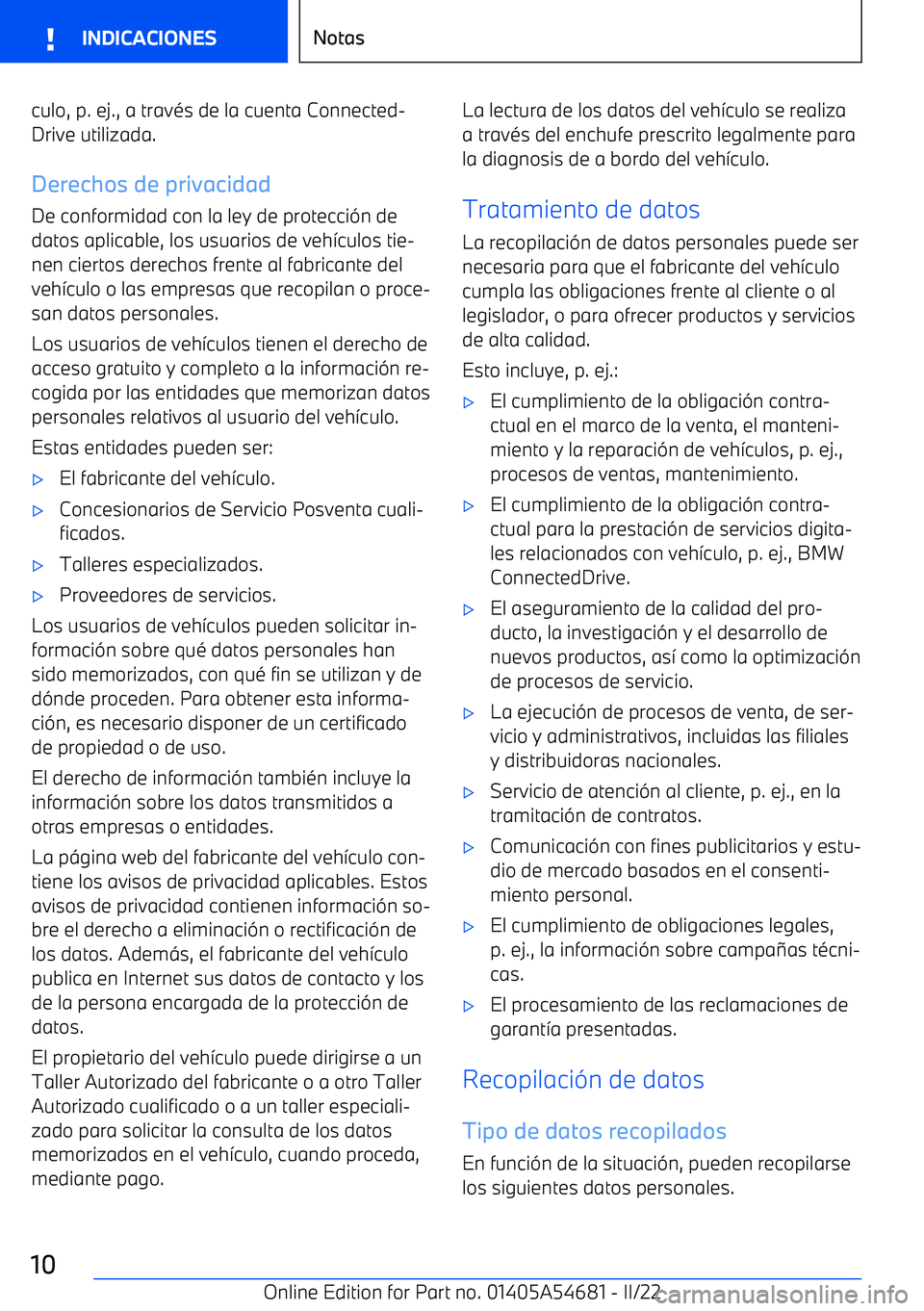 BMW I4 2022  Manuales de Empleo (in Spanish) culo, p. ej., a trav