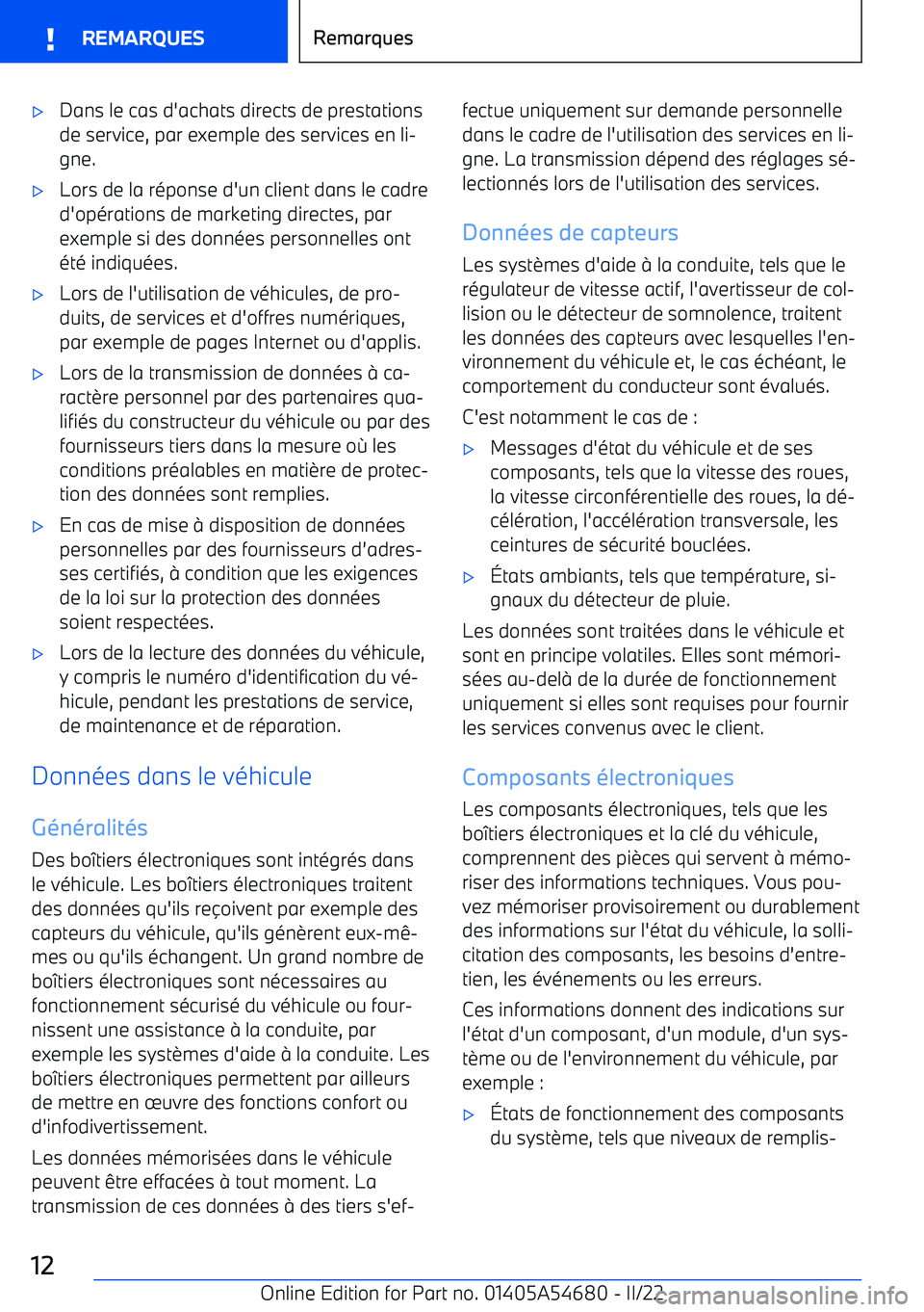 BMW I4 2022 Notices Demploi (in French) BMW I4 2022 Notices Demploi (in French)