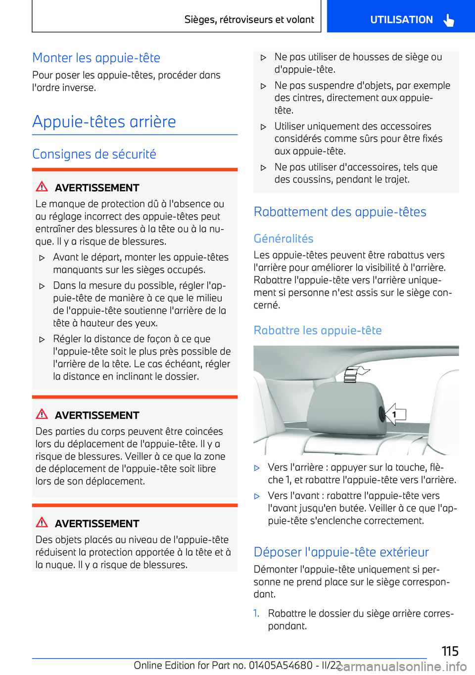 BMW I4 2022 Notices Demploi (in French) Monter les appuie BMW I4 2022 Notices Demploi (in French) Monter les appuie