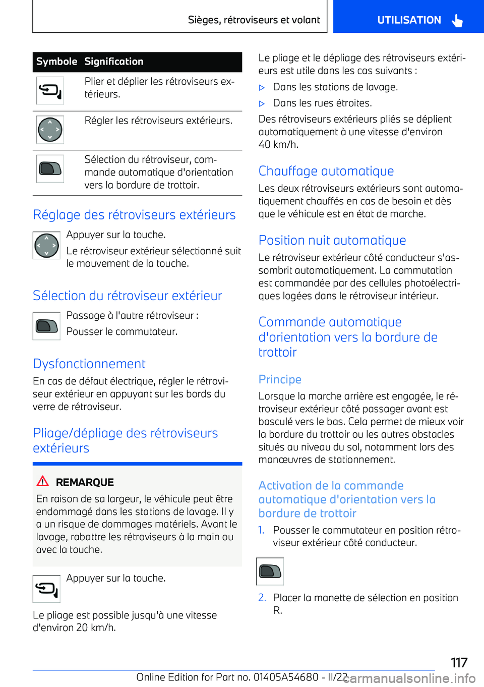 BMW I4 2022 Notices Demploi (in French) SymboleSignificationPlier et d BMW I4 2022 Notices Demploi (in French) SymboleSignificationPlier et d