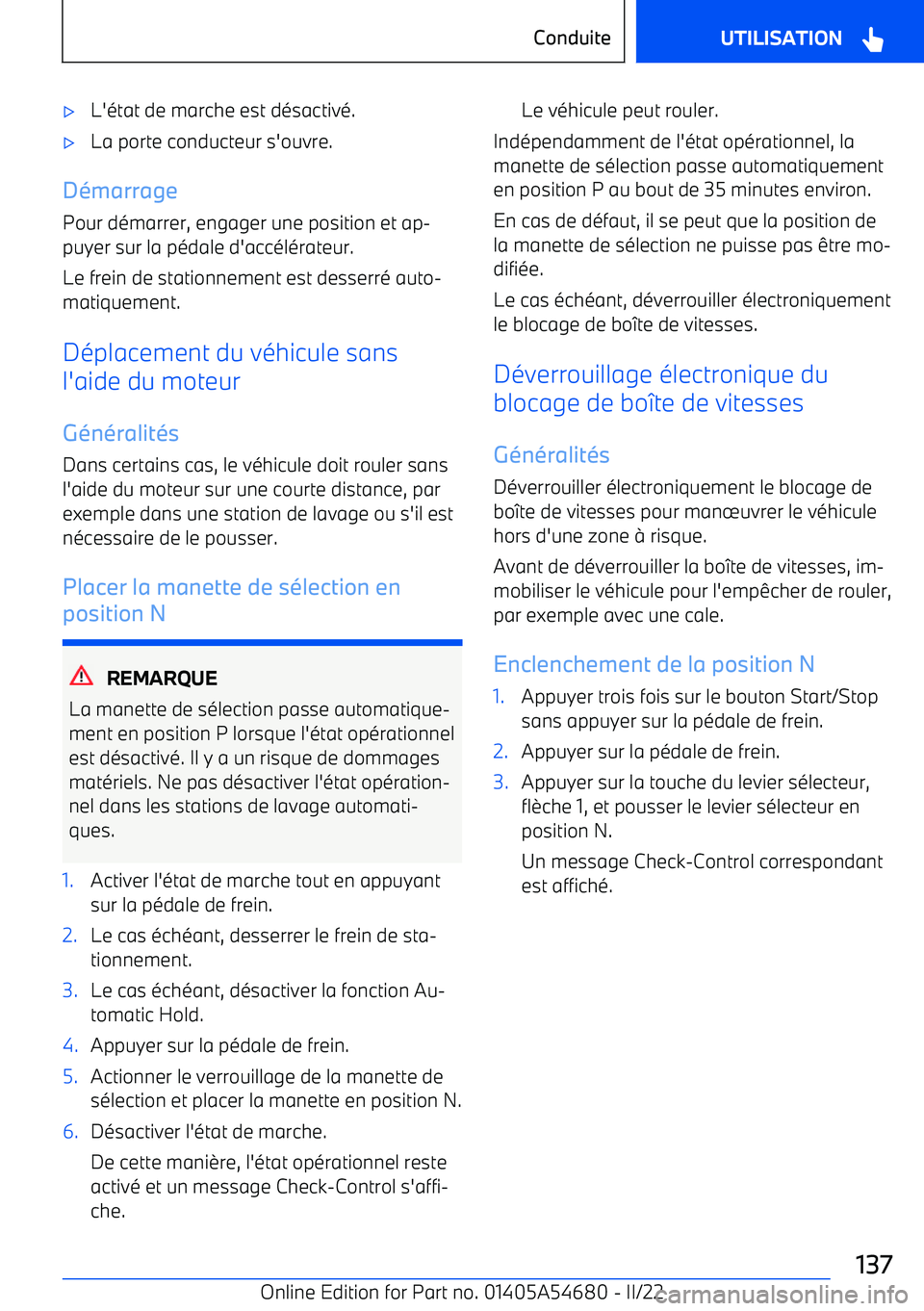 BMW I4 2022  Notices Demploi (in French) 