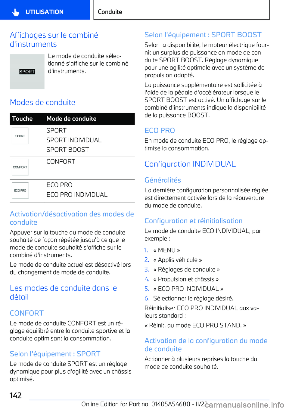 BMW I4 2022 Notices Demploi (in French) Affichages sur le combin BMW I4 2022 Notices Demploi (in French) Affichages sur le combin