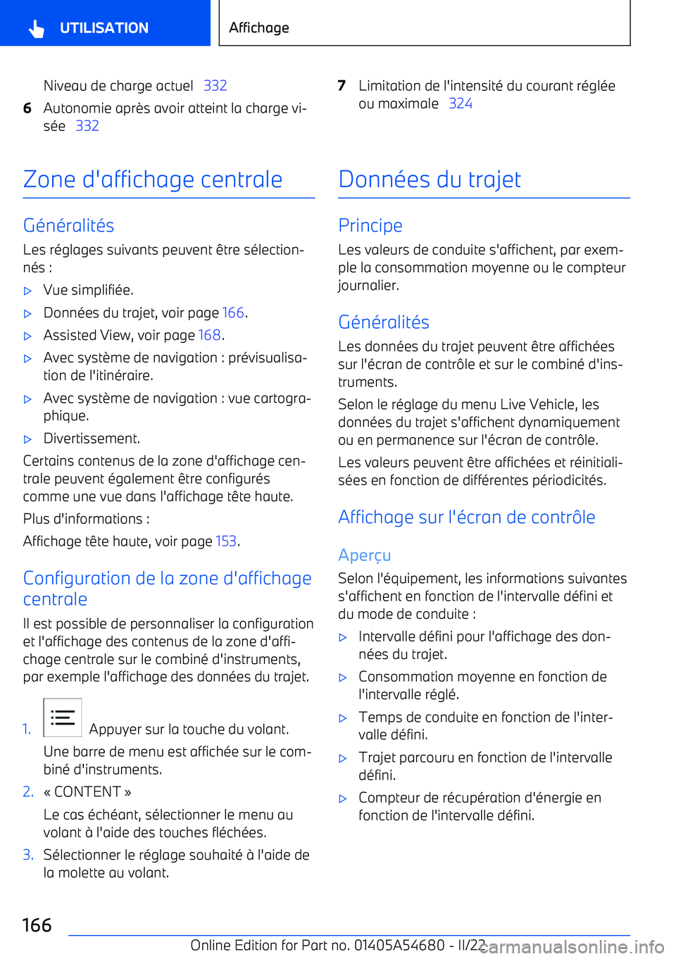 BMW I4 2022  Notices Demploi (in French) Niveau de charge actuel   3326Autonomie apr