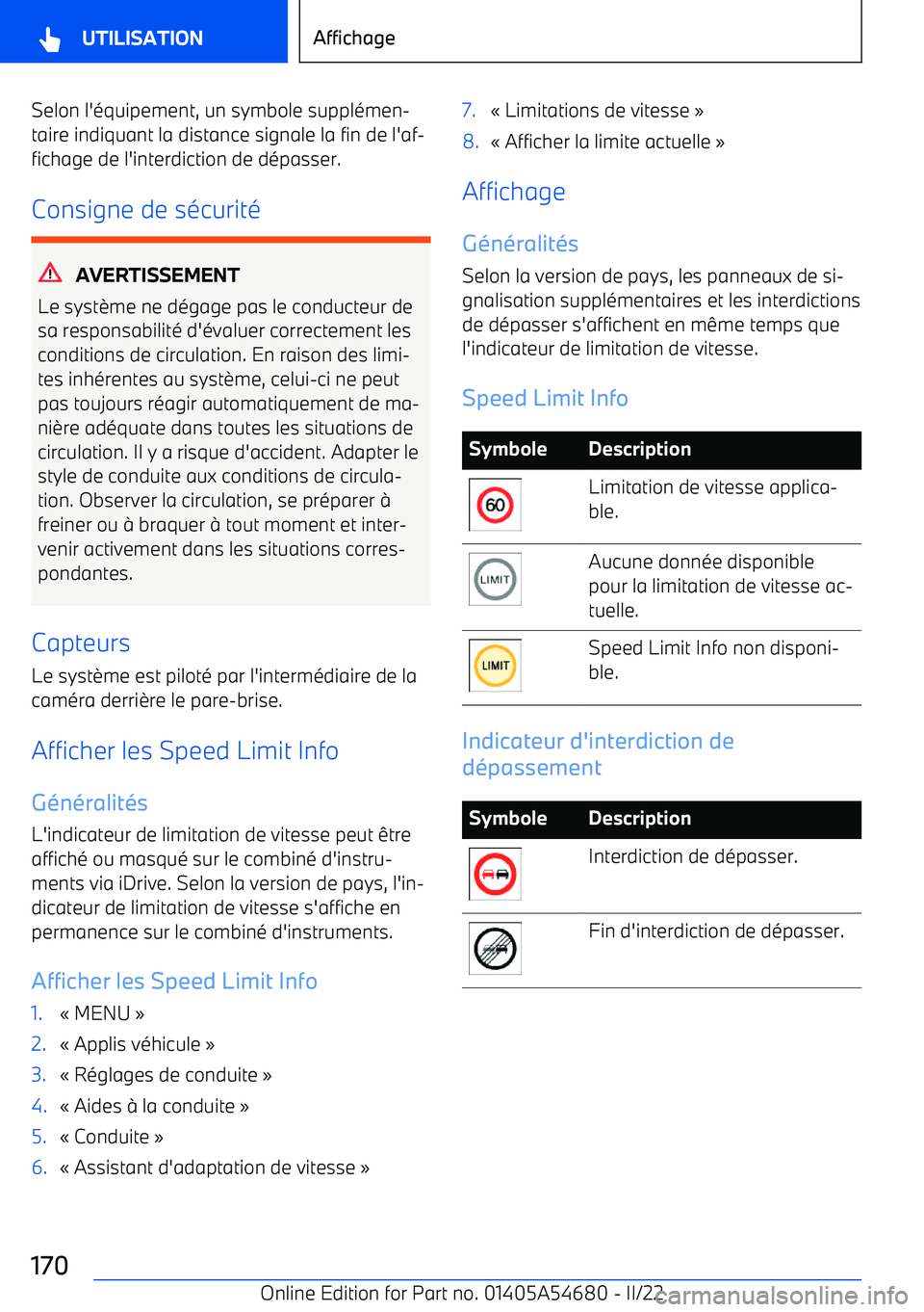 BMW I4 2022  Notices Demploi (in French) Selon l