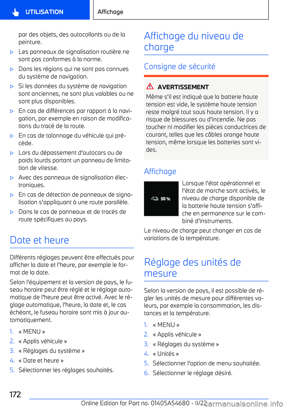 BMW I4 2022  Notices Demploi (in French) par des objets, des autocollants ou de la
peinture.