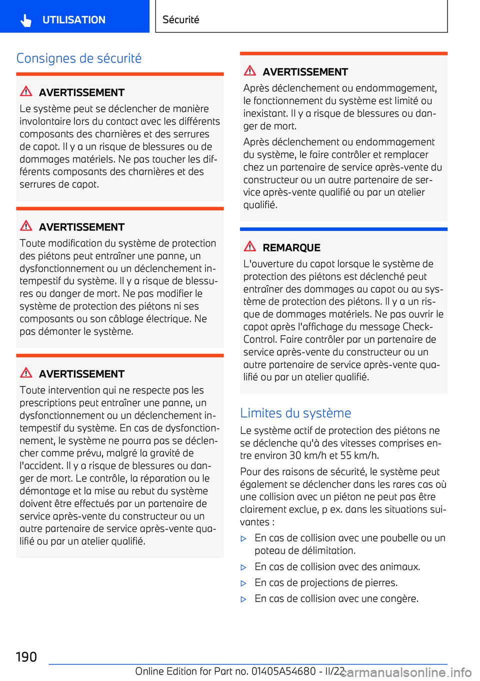 BMW I4 2022 Notices Demploi (in French) Consignes de s BMW I4 2022 Notices Demploi (in French) Consignes de s