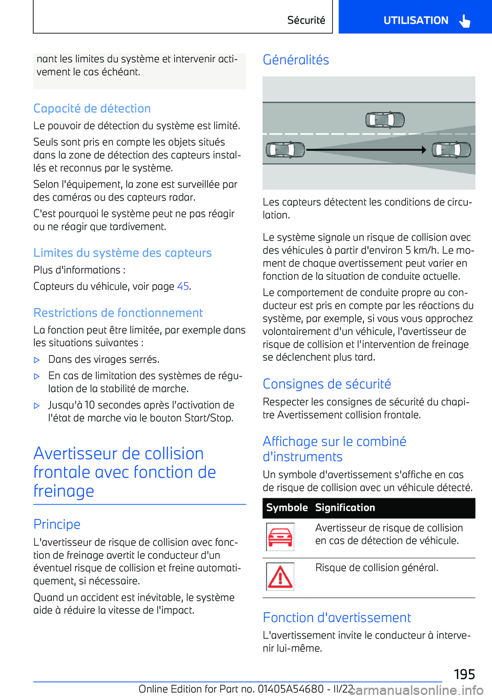 BMW I4 2022 Notices Demploi (in French) nant les limites du syst BMW I4 2022 Notices Demploi (in French) nant les limites du syst