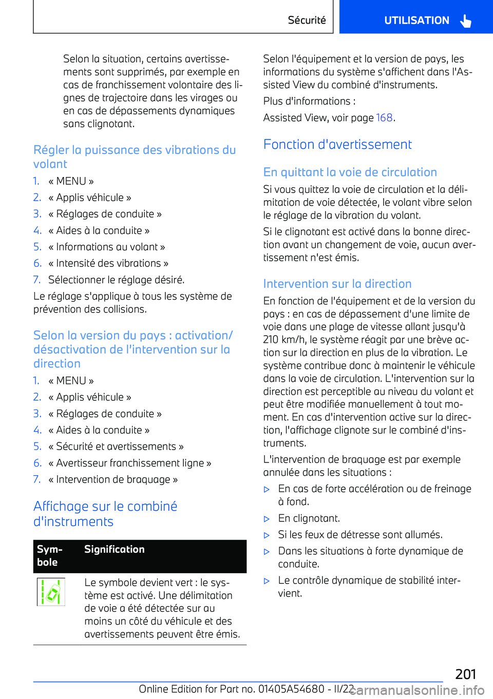 BMW I4 2022 Notices Demploi (in French) Selon la situation, certains avertisse BMW I4 2022 Notices Demploi (in French) Selon la situation, certains avertisse