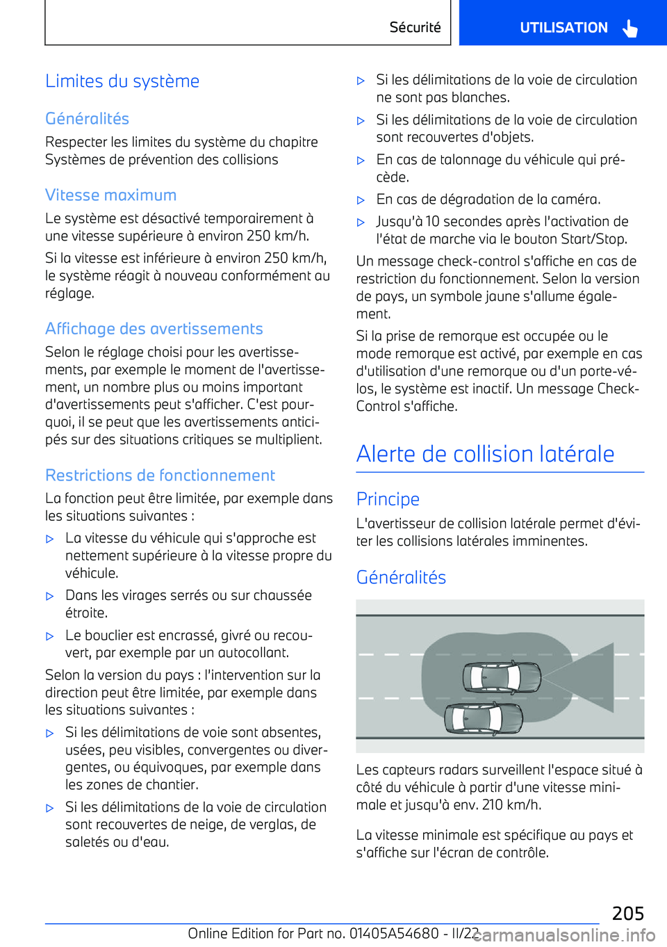 BMW I4 2022 Notices Demploi (in French) Limites du syst BMW I4 2022 Notices Demploi (in French) Limites du syst