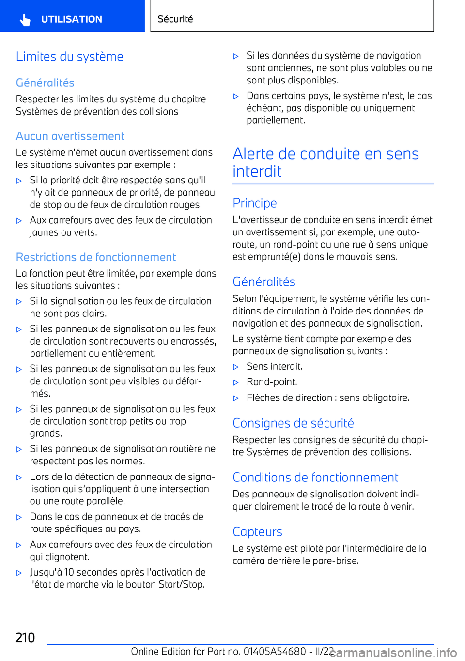 BMW I4 2022 Notices Demploi (in French) Limites du syst BMW I4 2022 Notices Demploi (in French) Limites du syst