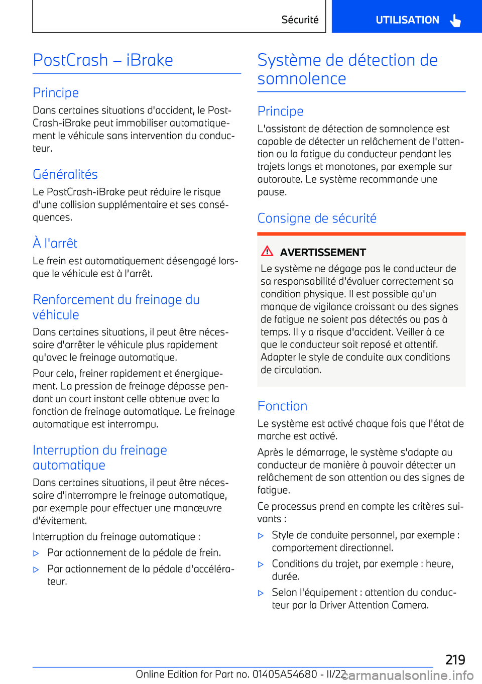 BMW I4 2022 Notices Demploi (in French) PostCrash BMW I4 2022 Notices Demploi (in French) PostCrash