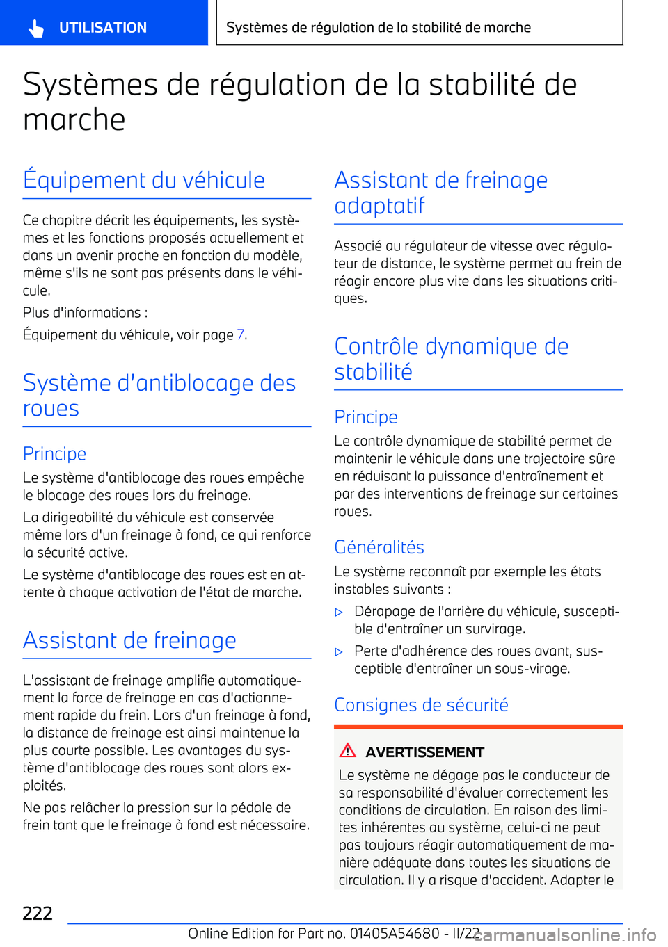 BMW I4 2022 Notices Demploi (in French) Syst BMW I4 2022 Notices Demploi (in French) Syst