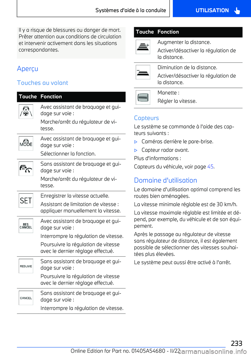 BMW I4 2022 Notices Demploi (in French) Il y a risque de blessures ou danger de mort.
Pr BMW I4 2022 Notices Demploi (in French) Il y a risque de blessures ou danger de mort.
Pr