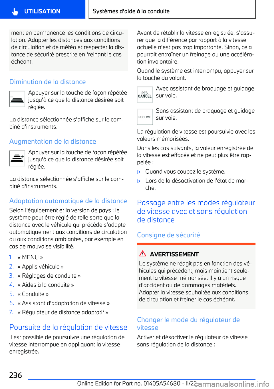 BMW I4 2022 Notices Demploi (in French) ment en permanence les conditions de circu BMW I4 2022 Notices Demploi (in French) ment en permanence les conditions de circu