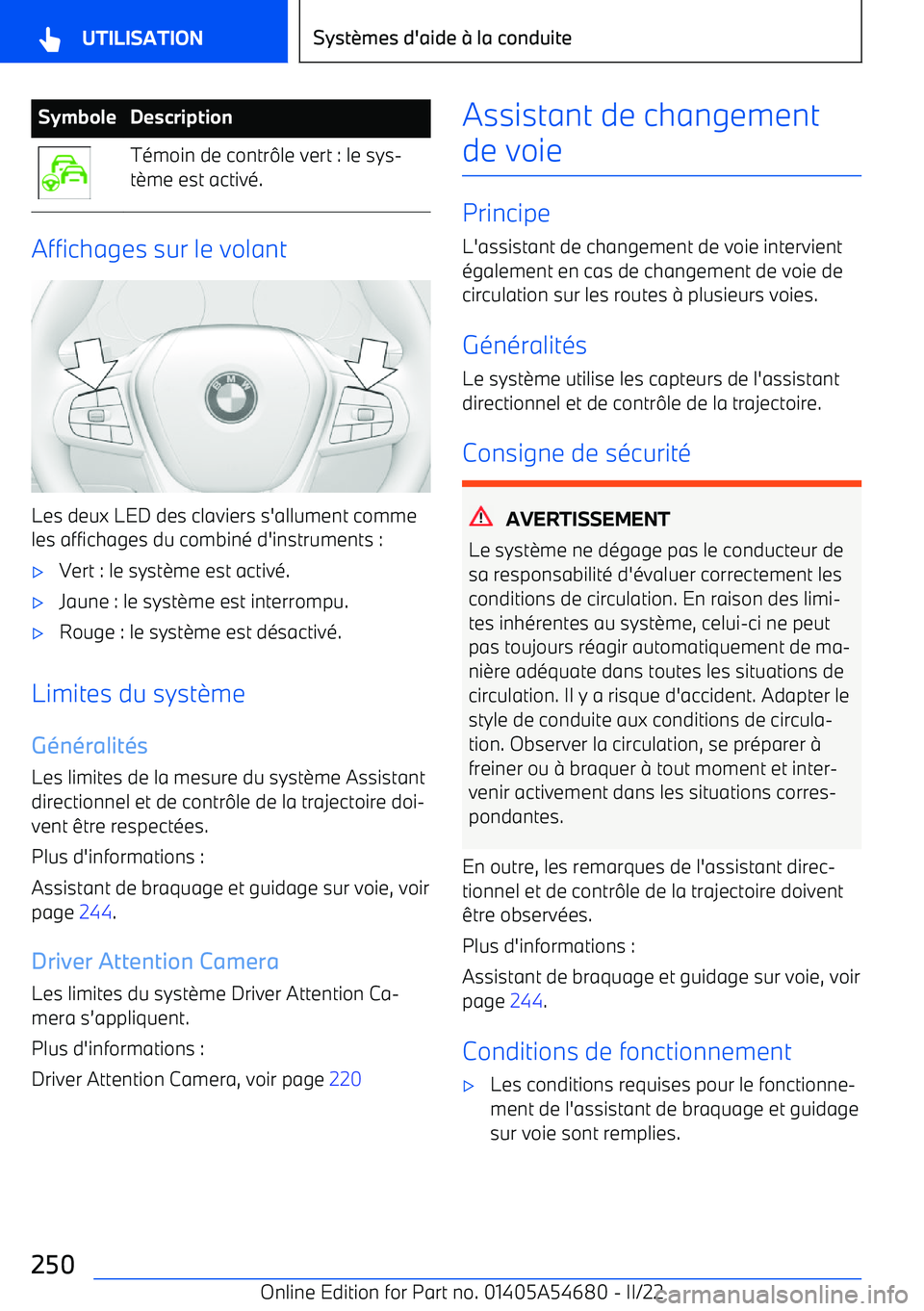 BMW I4 2022 Notices Demploi (in French) SymboleDescriptionT BMW I4 2022 Notices Demploi (in French) SymboleDescriptionT