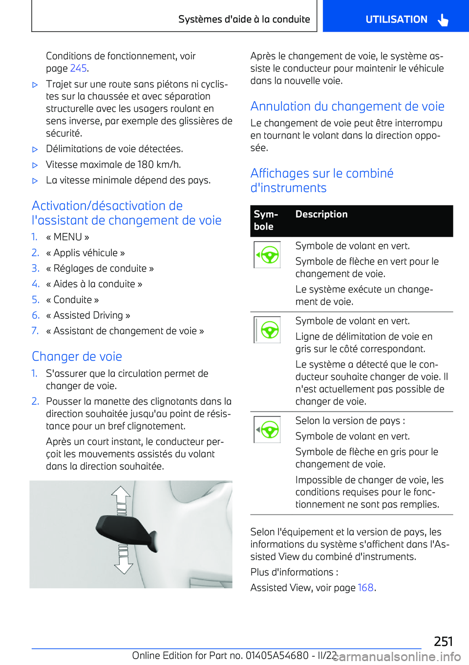 BMW I4 2022 Notices Demploi (in French) Conditions de fonctionnement, voir
page 245. BMW I4 2022 Notices Demploi (in French) Conditions de fonctionnement, voir
page 245.