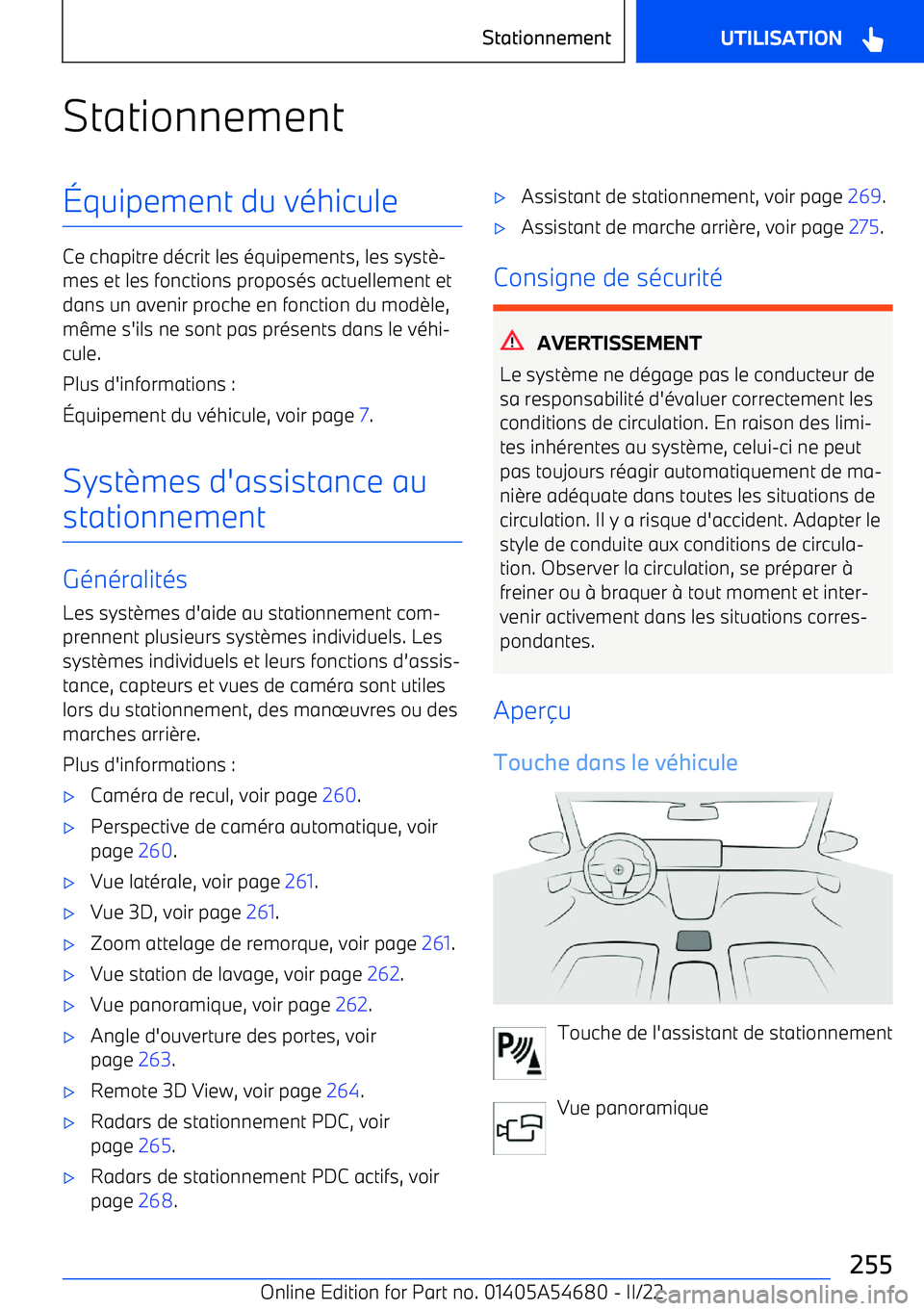 BMW I4 2022 Notices Demploi (in French) Stationnement BMW I4 2022 Notices Demploi (in French) Stationnement