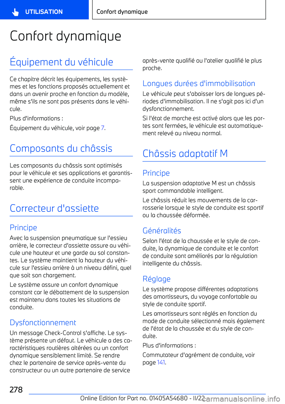 BMW I4 2022 Notices Demploi (in French) Confort dynamique BMW I4 2022 Notices Demploi (in French) Confort dynamique