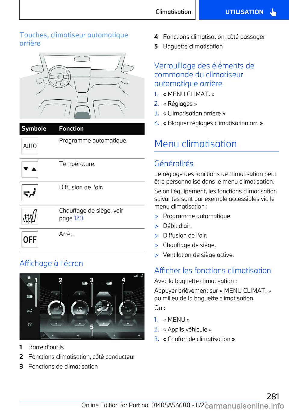 BMW I4 2022 Notices Demploi (in French) Touches, climatiseur automatique
arri BMW I4 2022 Notices Demploi (in French) Touches, climatiseur automatique
arri